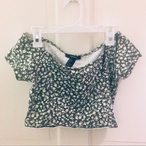 Forever 21 flowered off shoulder crop top